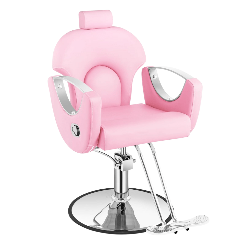 Reclining Beauty Salon Chair For Barber In Pink