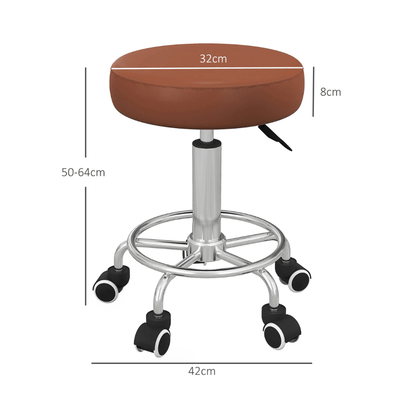 Professional Barber Stool On Wheels Tan Leather