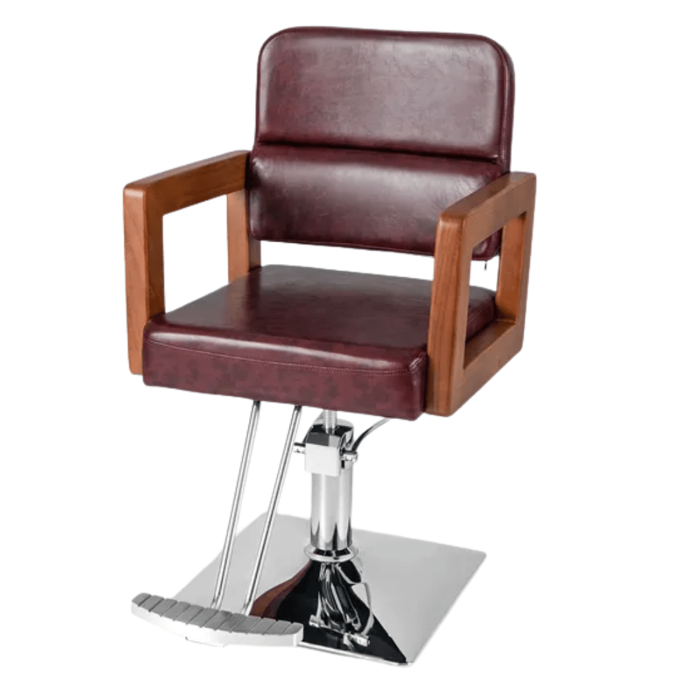 Hydraulic Barber Salon PU Brown Leather Chair