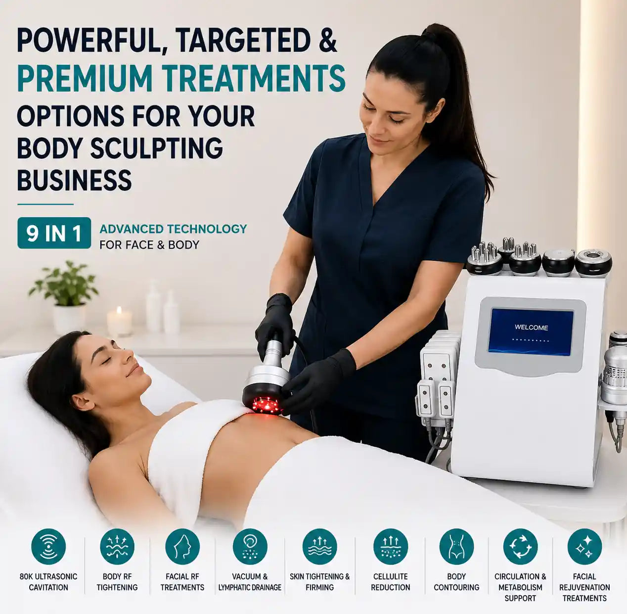 80K Ultrasonic Cavitation Machine 9 In 1