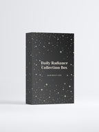 Black box with star patterns and text on a white background