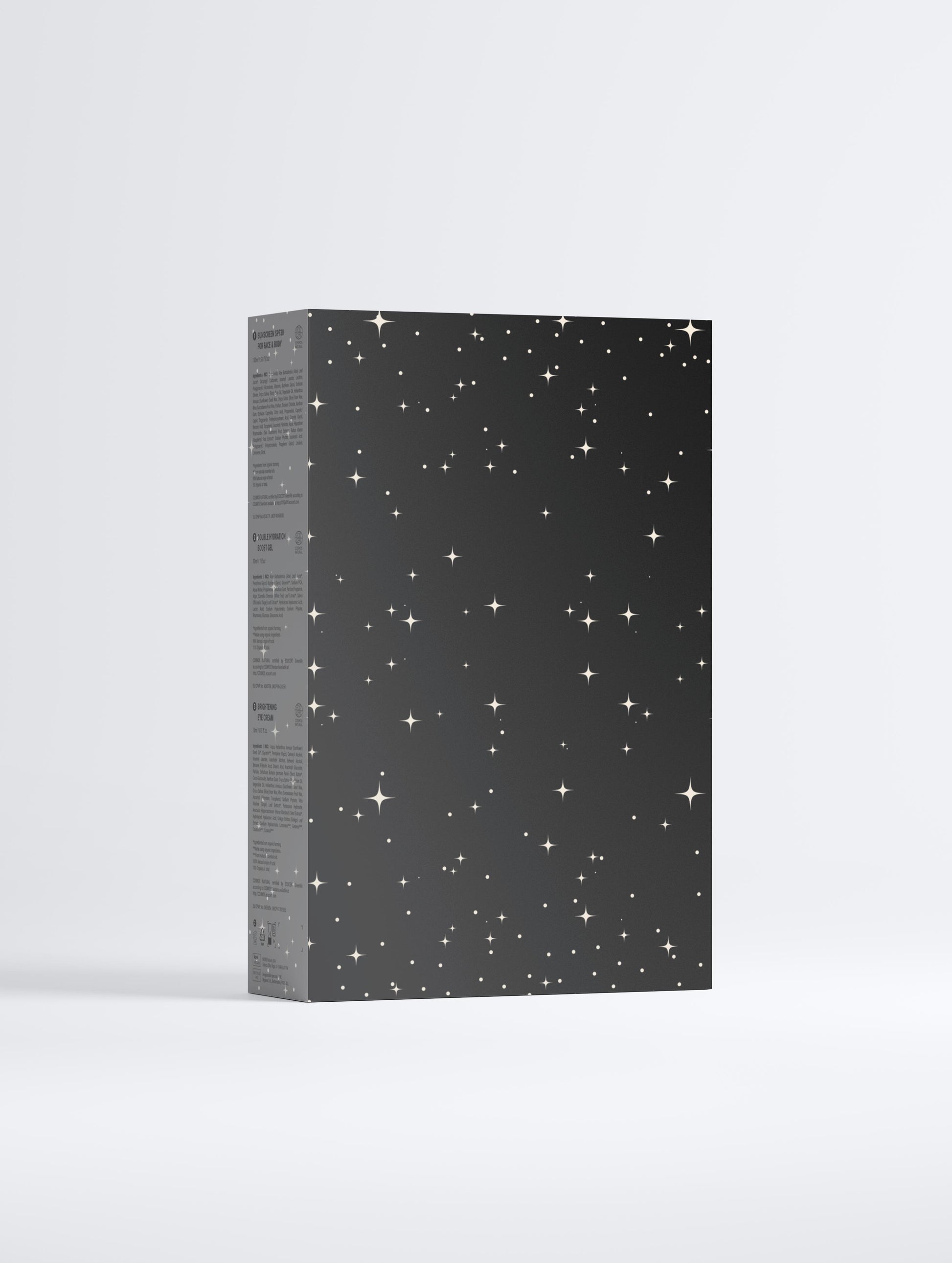 Black box with star patterns on a white background uk