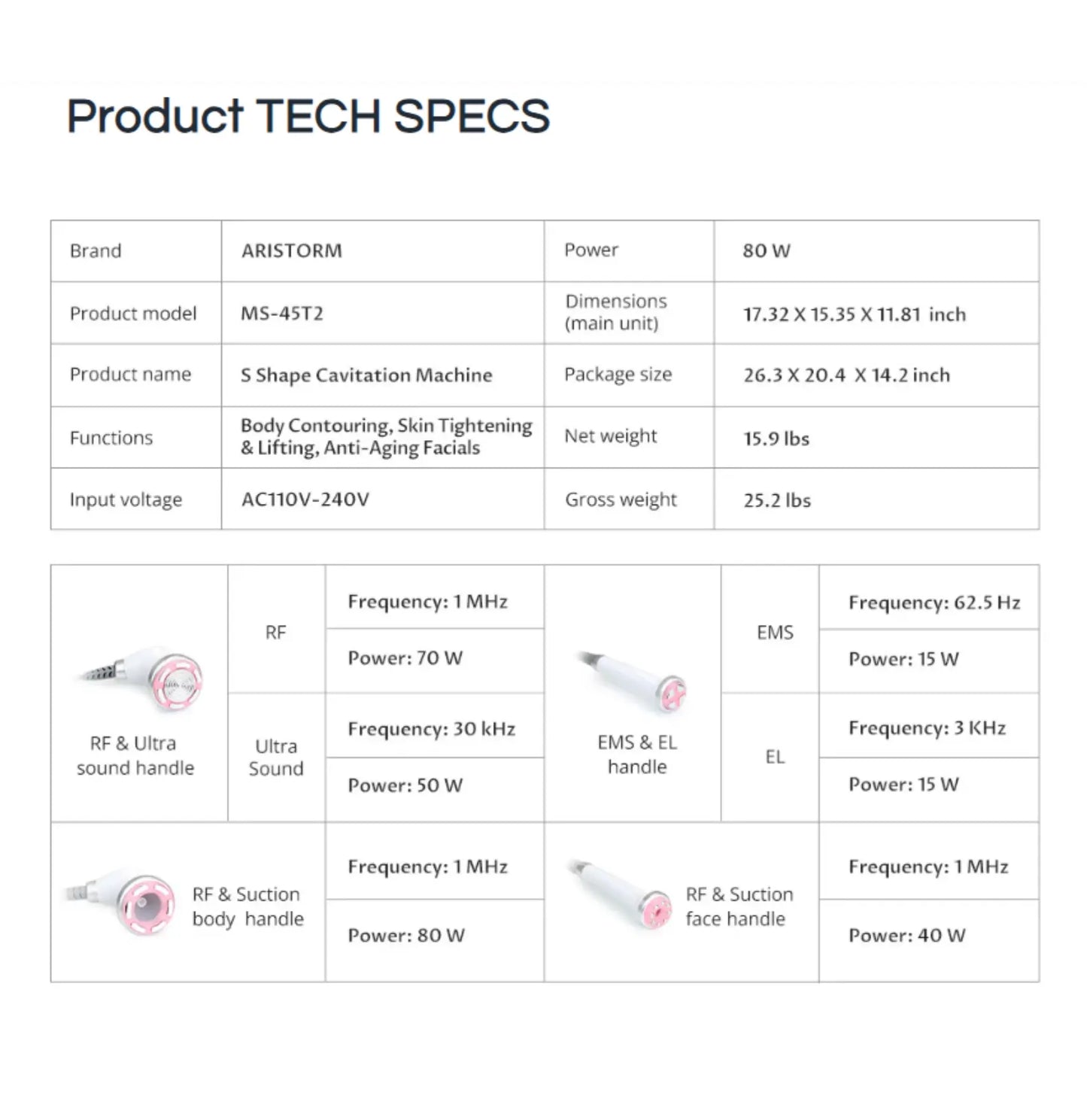 Aristorm S Shape Cavitation Machine
