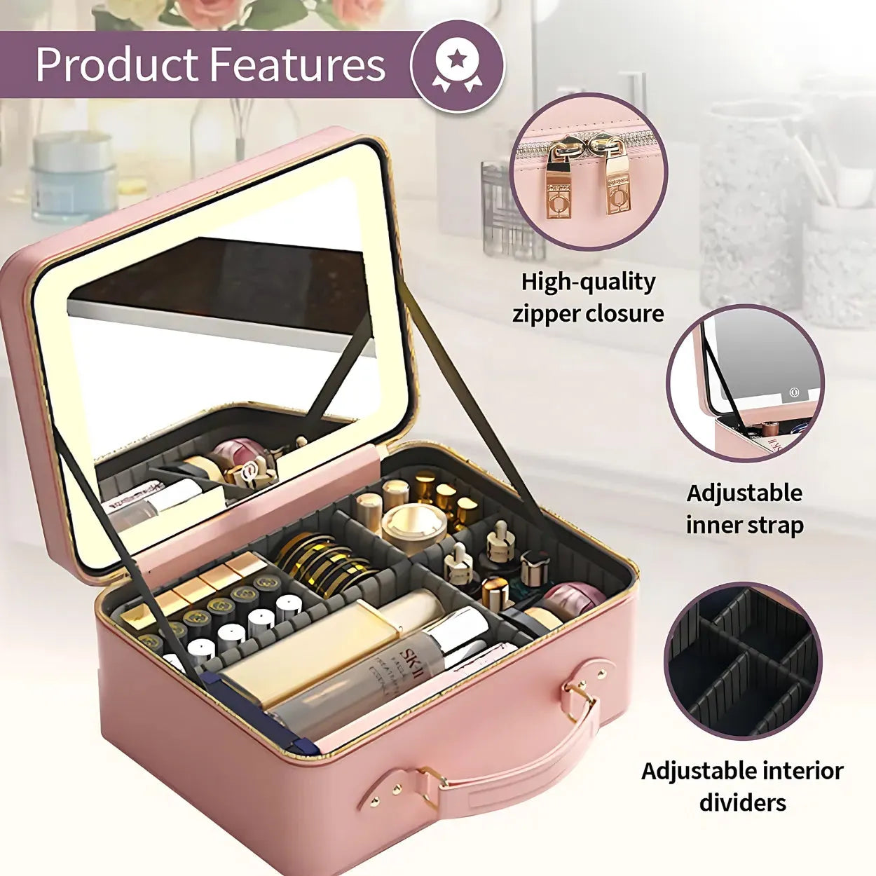 makeup case with light up mirror