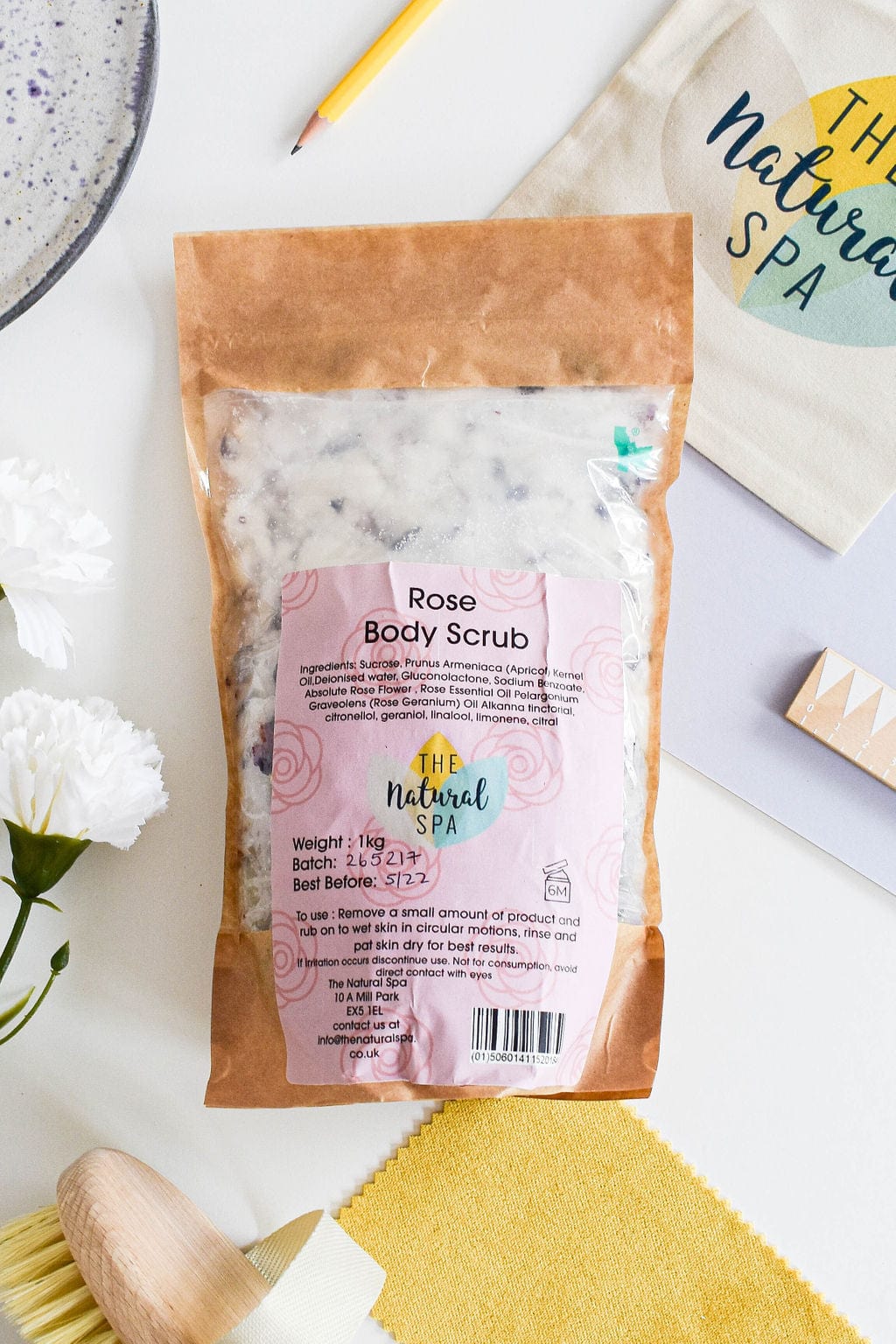 Spa rose sugar scrub for glowing skin