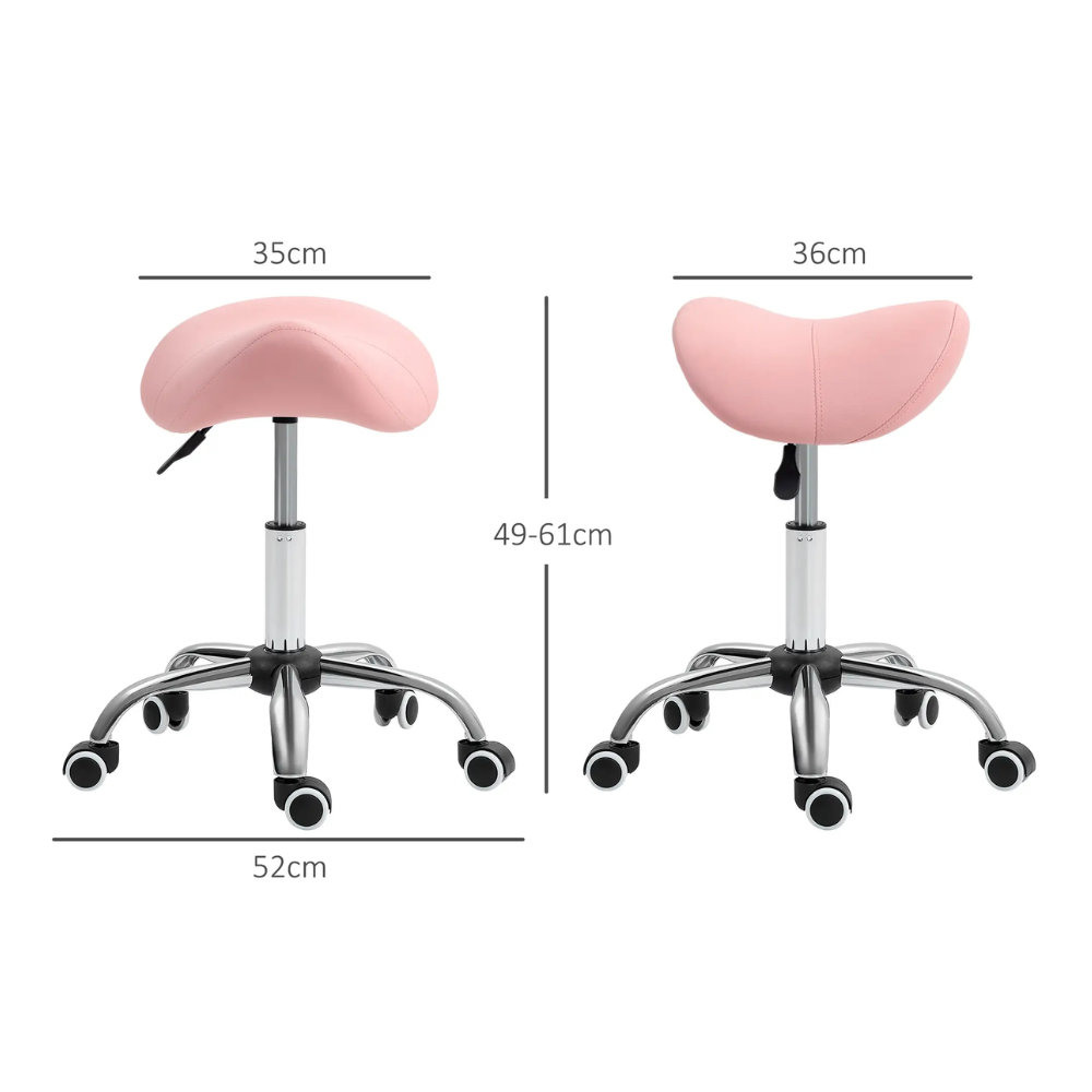 Adjustable Saddle Stool For Beauty Therapists In Pink