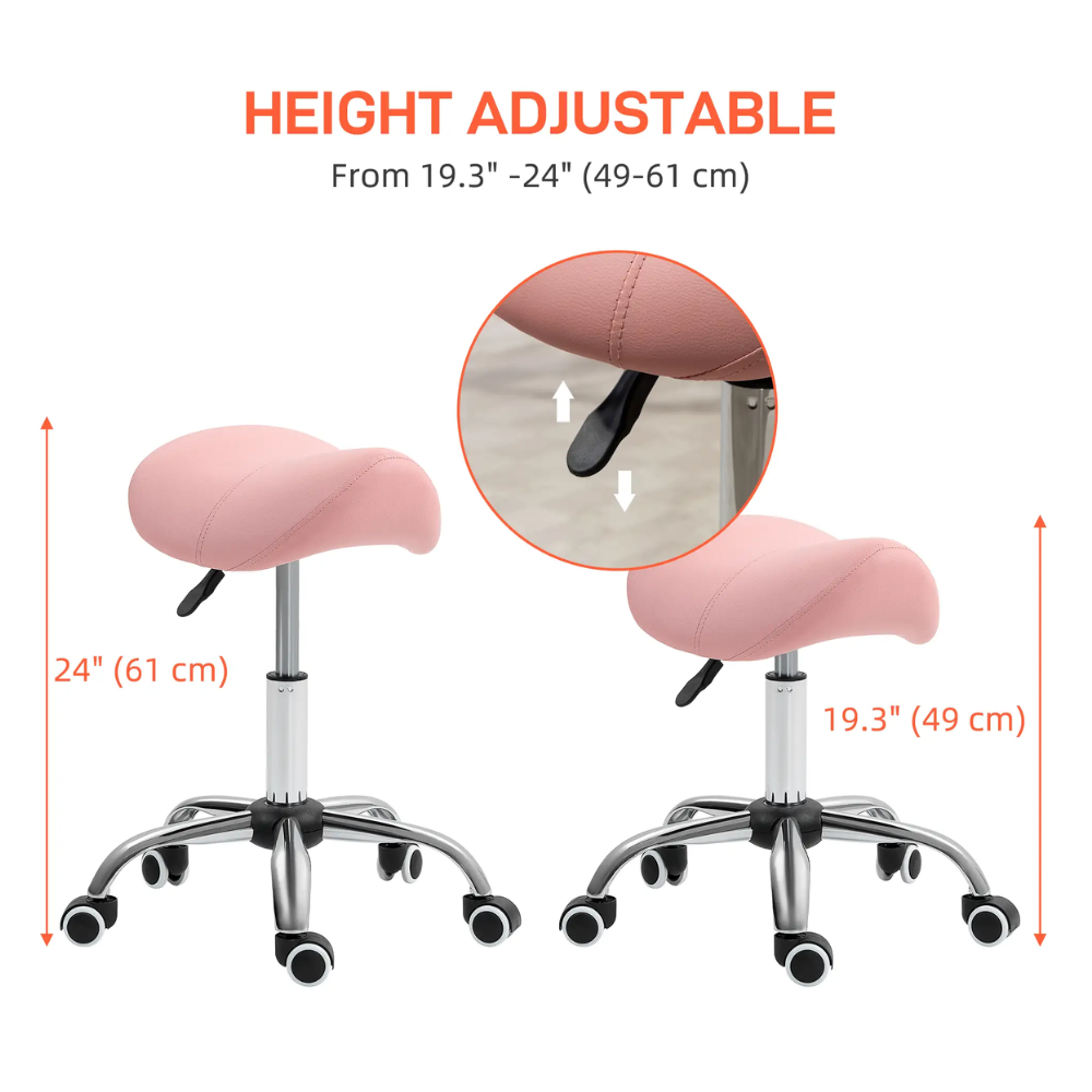 Adjustable Saddle Stool For Beauty Therapists In Pink