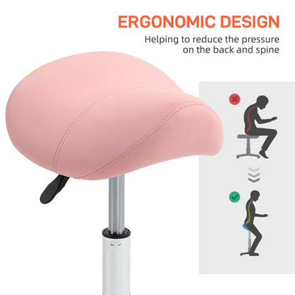 Adjustable Saddle Stool For Beauty Therapists In Pink