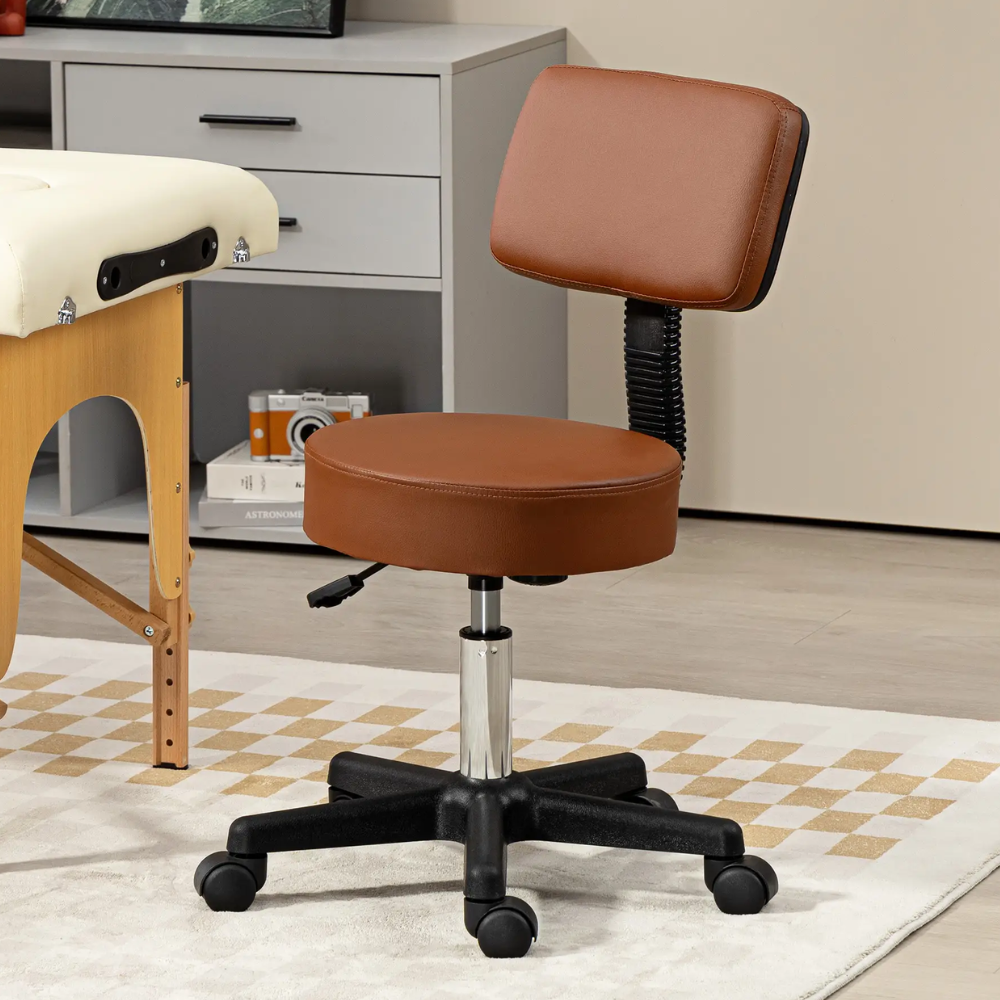 Nail salon swivel chair in tan