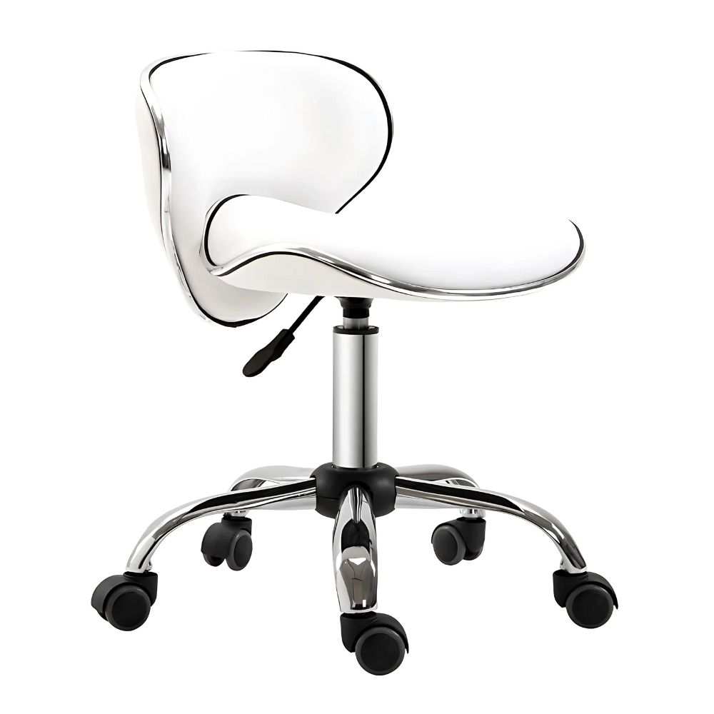 Adjustable Rolling Swivel Beauty Salon Chair - Ice White