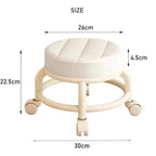 Low Rolling Beauty Salon Stool On Wheels In Black