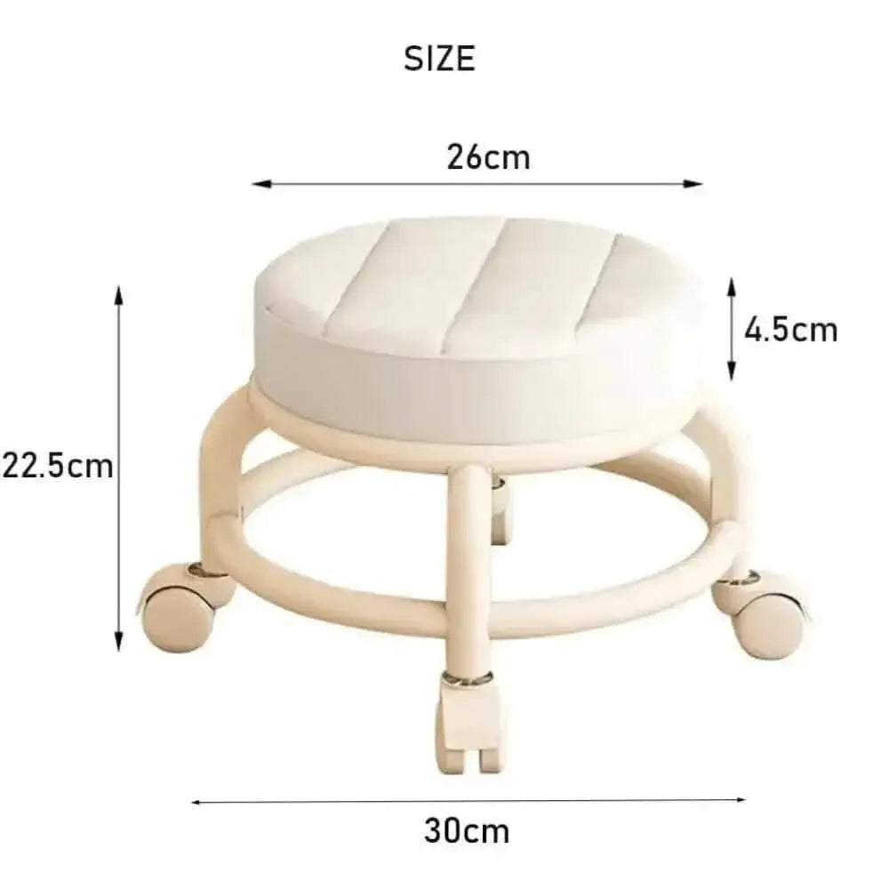 Low Rolling Beauty Salon Stool On Wheels In Black