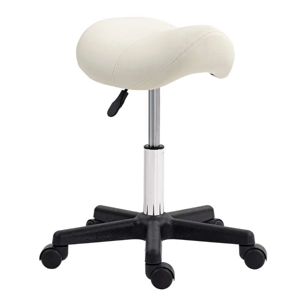 Salon Ergonomic Saddle Stool In White