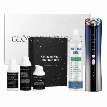 at home facial skin tightening device with collagen night routine set